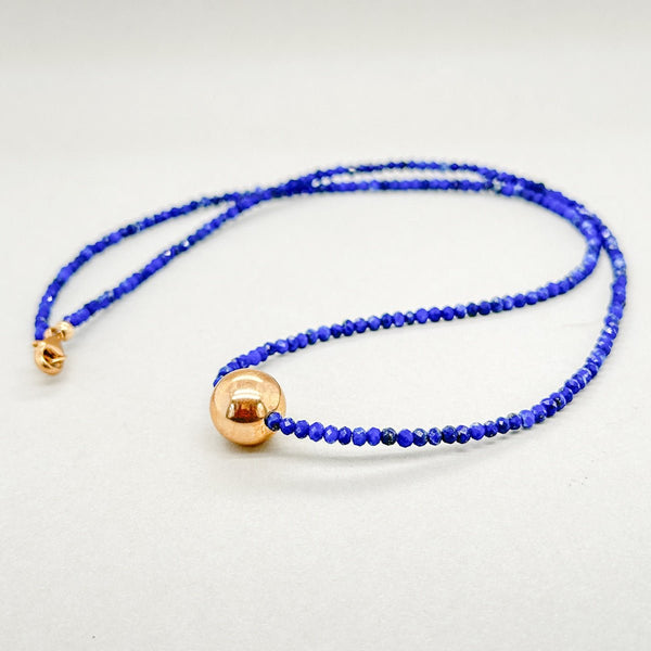 14K Y Gold Lapis Lazuli Gold Bead 17" Necklace - Walter Bauman Jewelers