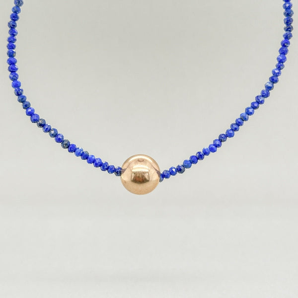 14K Y Gold Lapis Lazuli Gold Bead 17" Necklace - Walter Bauman Jewelers