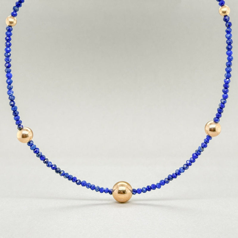 14K Y Gold Lapis Lazuli Gold Bead 18" Necklace - Walter Bauman Jewelers