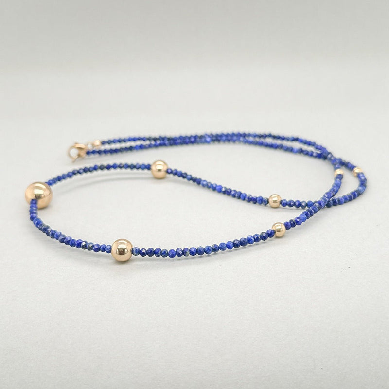 14K Y Gold Lapis Lazuli Gold Bead 18" Necklace - Walter Bauman Jewelers