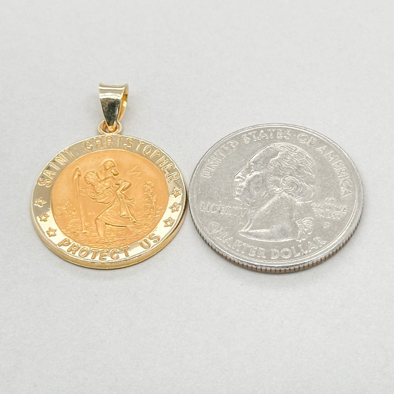 14K Y Gold Large St Christopher Medal (hollow) - Walter Bauman Jewelers