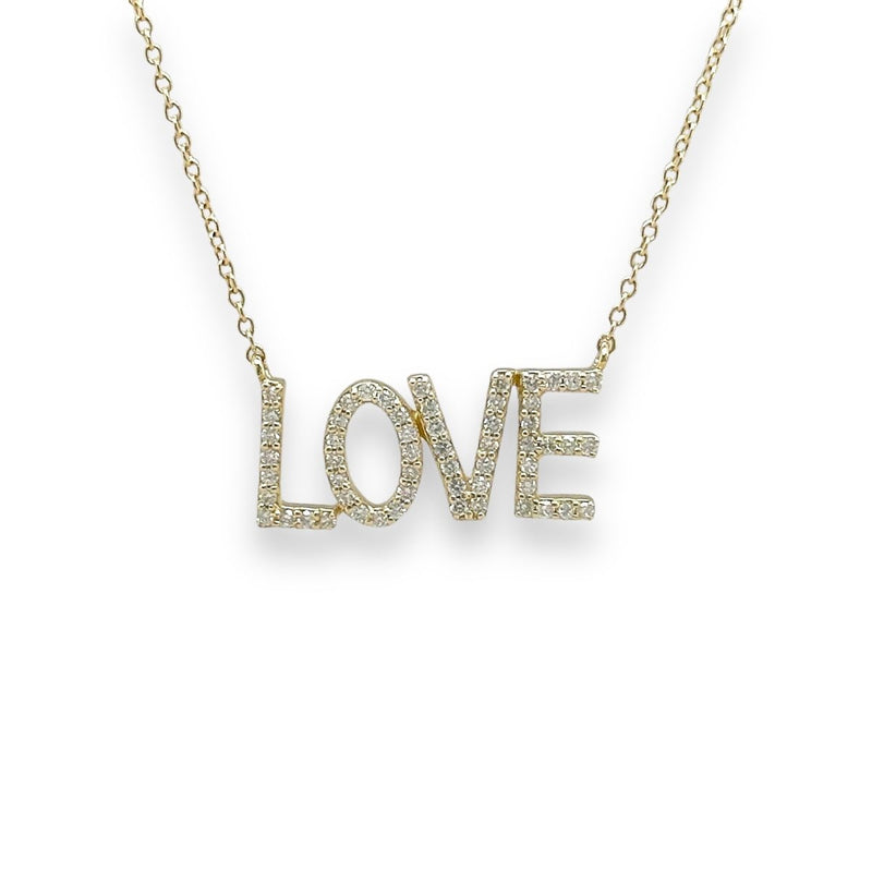 14K Y Gold 'LOVE' 0.22ctw H/SI2 Diamond Pendant - Walter Bauman Jewelers