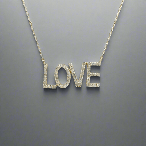 14K Y Gold 'LOVE' 0.22ctw H/SI2 Diamond Pendant - Walter Bauman Jewelers