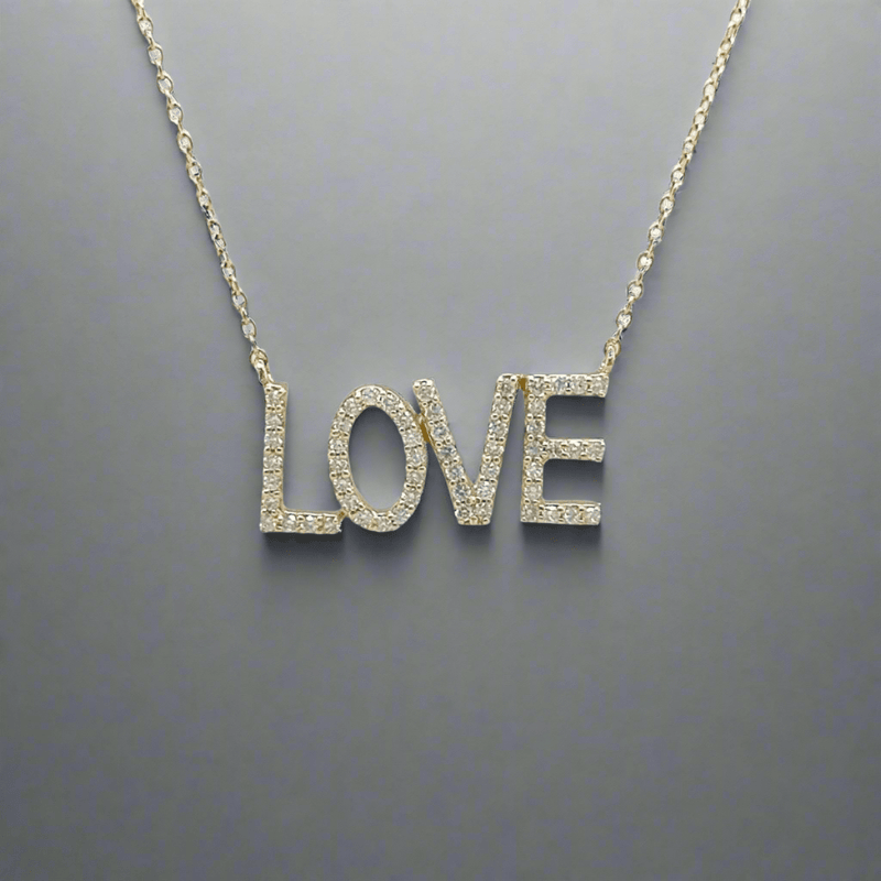 14K Y Gold 'LOVE' 0.22ctw H/SI2 Diamond Pendant - Walter Bauman Jewelers