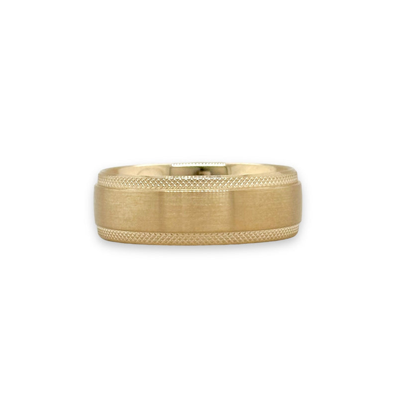 14K Y Gold Milgrain Edge Brushed Finish Wedding Band - Walter Bauman Jewelers