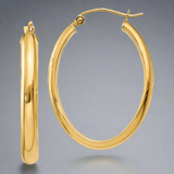 14K Y Gold Oval Hoop Earrings 31.7mm x 22mm - Walter Bauman Jewelers