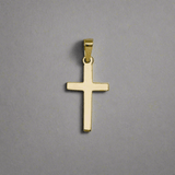 14K Y Gold Plain Solid Cross 19.5mm x 11mm - Walter Bauman Jewelers