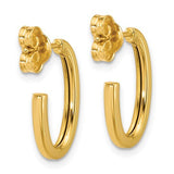 14K Y Gold Polished 2.0mm Flat Oval J-Hoop Earrings - Walter Bauman Jewelers
