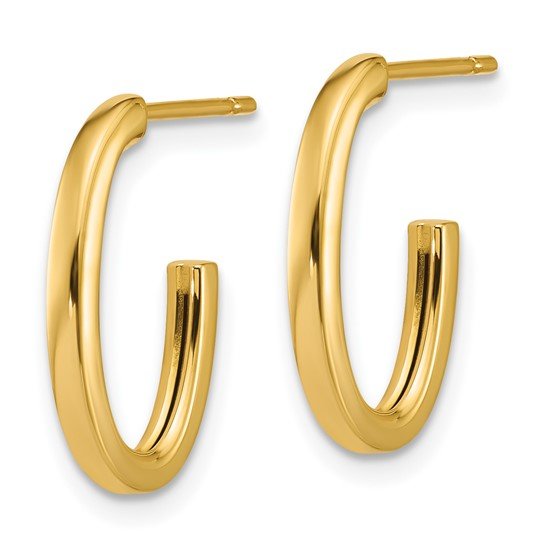 14K Y Gold Polished 2.0mm Flat Oval J-Hoop Earrings - Walter Bauman Jewelers