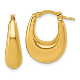 14K Y Gold Polished Hollow Puffed Oval Hoop earrings - Walter Bauman Jewelers