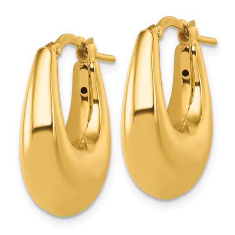 14K Y Gold Polished Hollow Puffed Oval Hoop earrings - Walter Bauman Jewelers