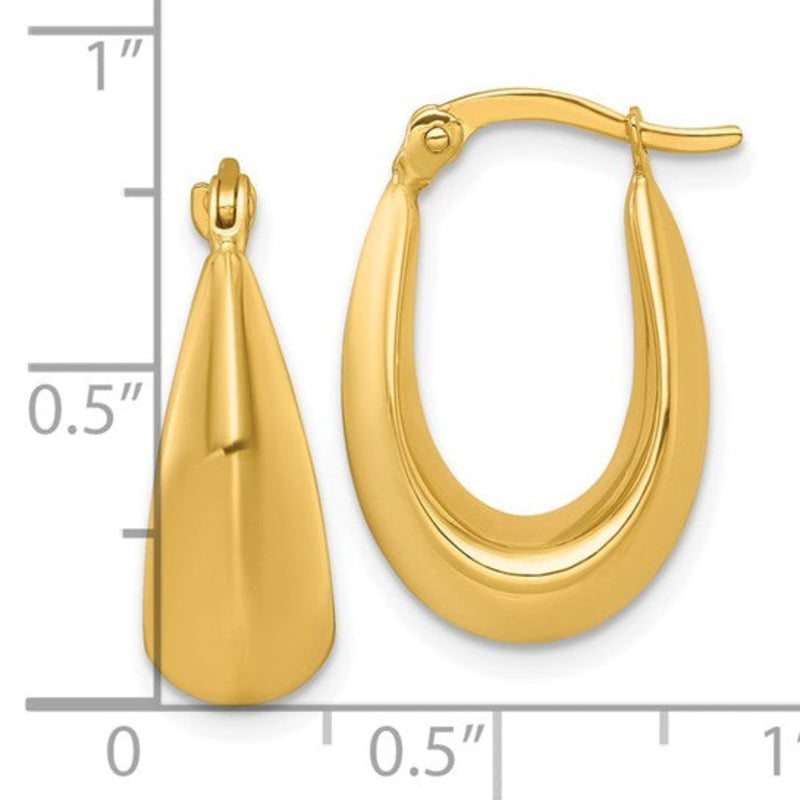 14K Y Gold Polished Tapered Hollow Hoop Earrings - Walter Bauman Jewelers