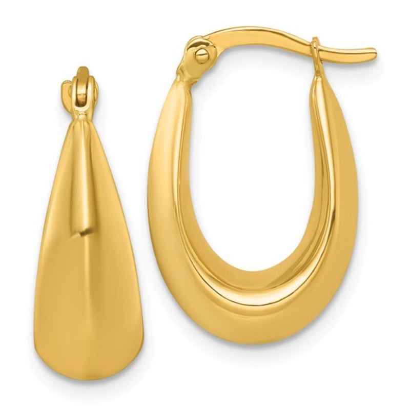 14K Y Gold Polished Tapered Hollow Hoop Earrings - Walter Bauman Jewelers