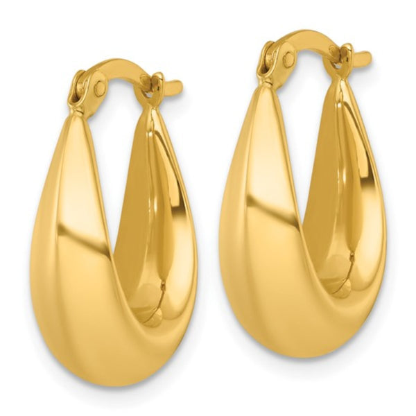 14K Y Gold Polished Tapered Hollow Hoop Earrings - Walter Bauman Jewelers