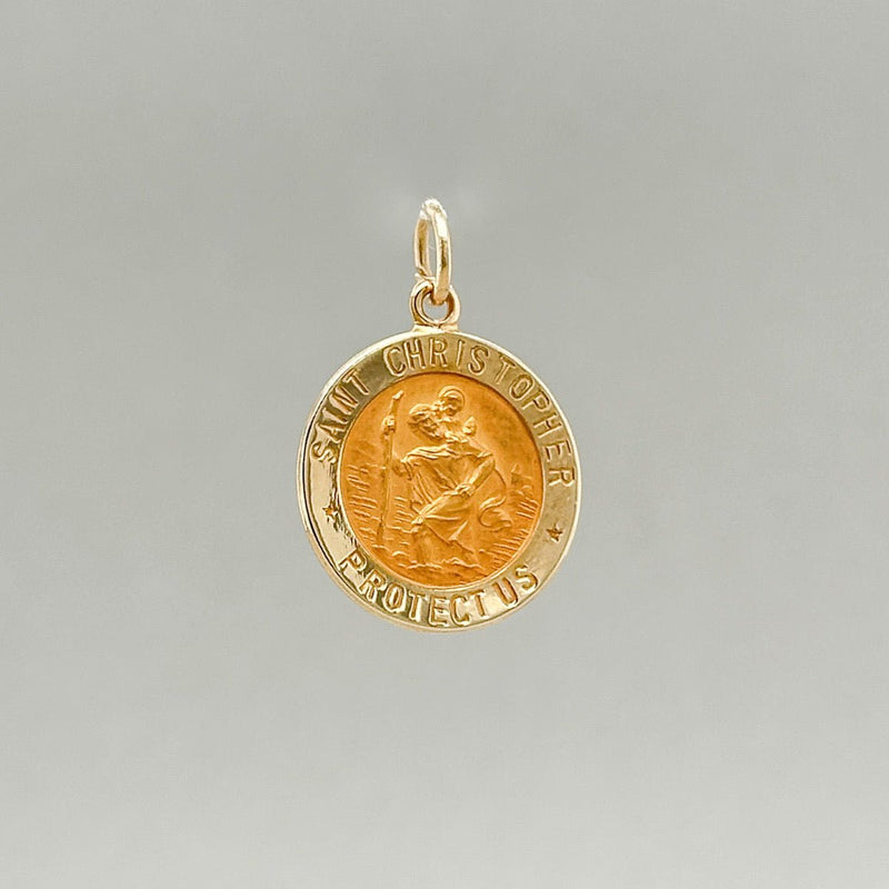 14K Y Gold St Christopher Medal small - Walter Bauman Jewelers