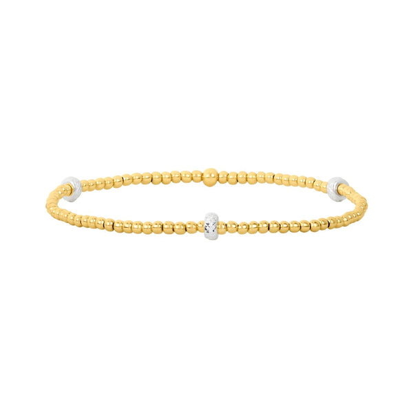 14K Yellow Gold Filled 2mm Beaded Bracelet with Sterling Silver Rondell 7.00 - Walter Bauman Jewelers