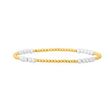 14K Yellow Gold Filled 2mm Bracelet with 3mm Sterling Silver Beads 6.25 - Walter Bauman Jewelers