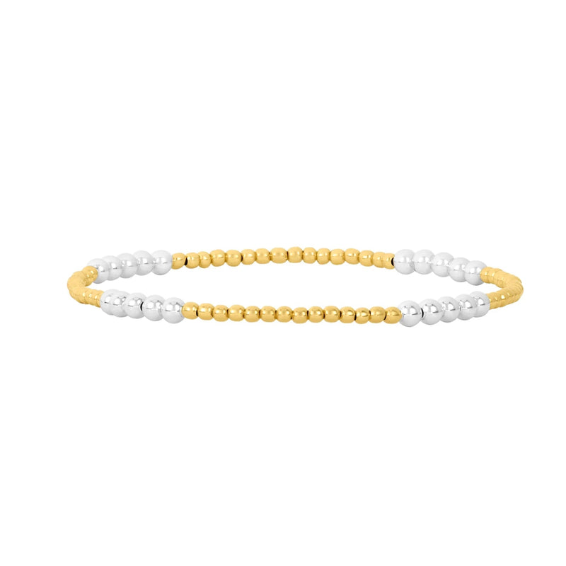 14K Yellow Gold Filled 2mm Bracelet with 3mm Sterling Silver Beads 6.25 - Walter Bauman Jewelers