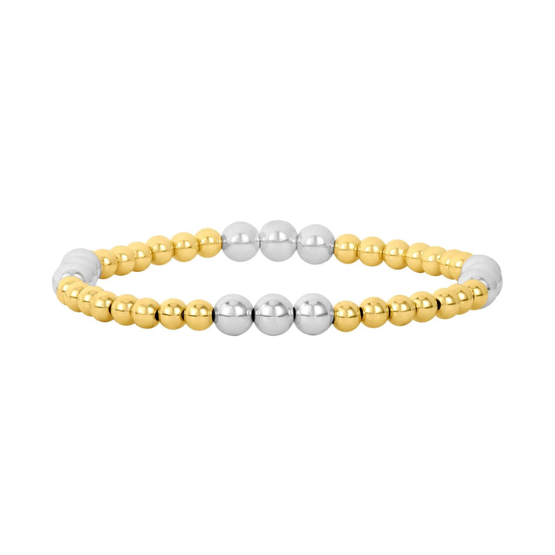 14K Yellow Gold Filled 4mm Bracelet with 5mm Sterling Silver Beads 6.25 - Walter Bauman Jewelers