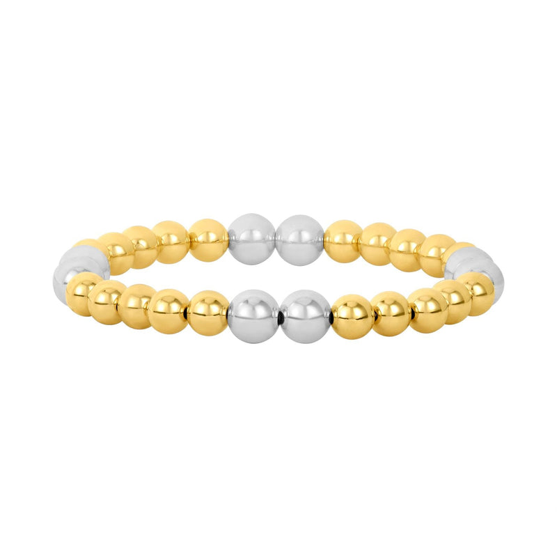 14K Yellow Gold Filled 6mm Bracelet with 7mm Sterling Silver Beads 6.50 - Walter Bauman Jewelers