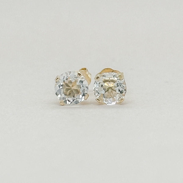 14KY 5MM WHT/TPZ STUD EAR - Walter Bauman Jewelers