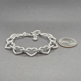 Estate SS 0.05ctw J/I1 Diamond Heart Link Bracelet