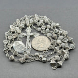 Estate SS Rosary Crucifix 33” Necklace