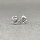 Estate 14K W Gold 0.06ctw Tanzanite Hexagonal Stud Earrings