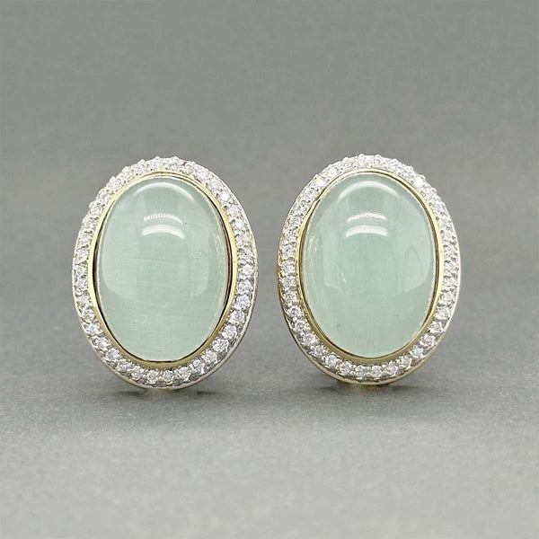 Estate David Yurman 18K Y Gold 19.39ctw Cat's Eye Aquamarine & Diamond Earrings GIA