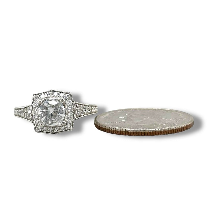 14K W Gold 0.60cttw G/VS2 Vintage Style Diamond Mounting