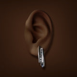 Estate 14K W Gold 0.84ctw Diamond J Hoop Earrings