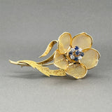 Estate 18K Y Gold 0.45ctw Sapphire & 0.24ctw Diamond Flower Brooch