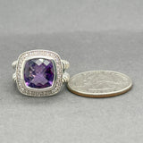 Estate David Yurman SS Amethyst & Diamond Albion Ring