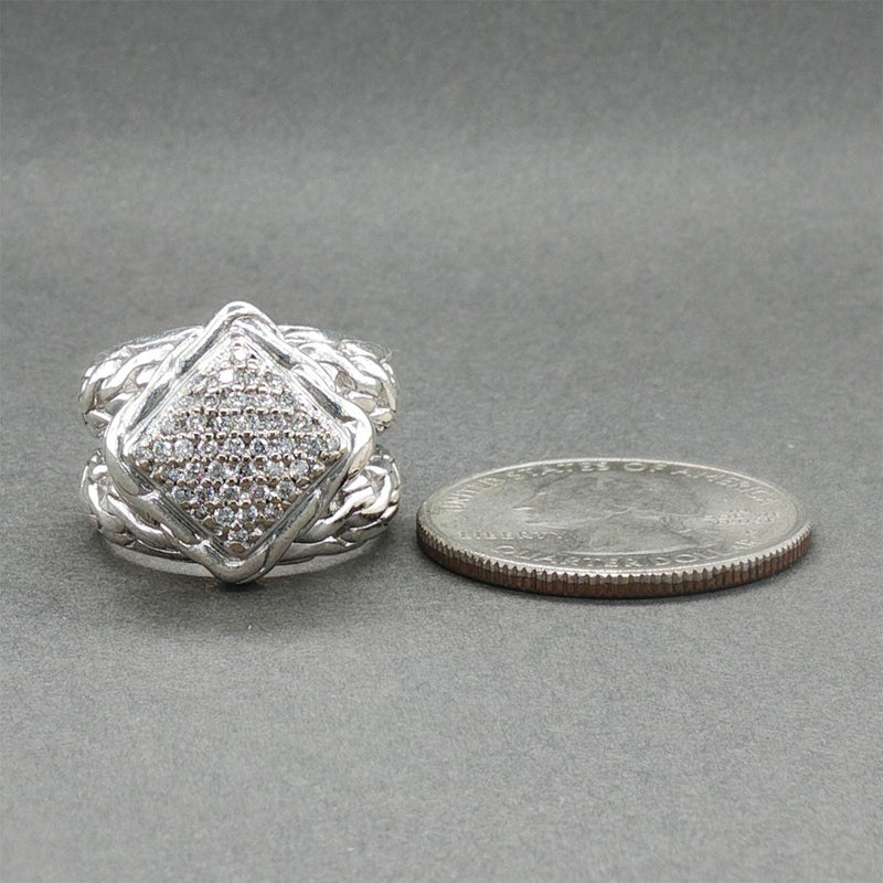 Estate John Hardy SS 18 Split Shank 0.27ctw Diamond Cable Ring