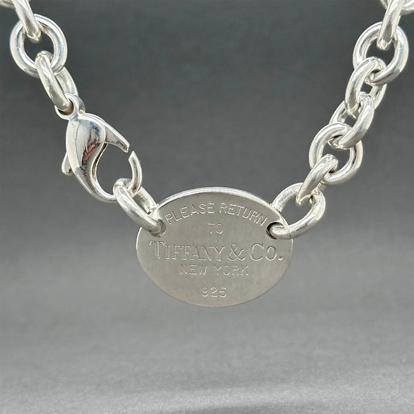 Estate Tiffany & Co. SS Please Return Oval Tag Necklace