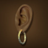 Estate 14K Y Gold 30.3mm Chevron Hoop Earrings