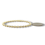 14K Y Gold Alternating  4mm and 2mm Beaded Bangle Bracelet with Lock Clasp