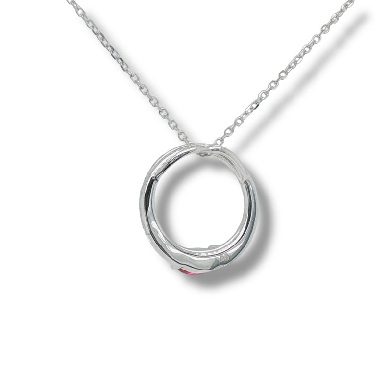 14K W Gold 0.28ctw G/SI1 Diamonds and 0.35ctw Ruby Circle Pendant