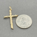 Estate 14K Y Gold 40.3mm Wood Cross Pendant