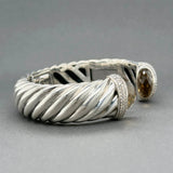 Estate David Yurman SS 12.83ctw Smoky Quartz & Diamond Waverly Cuff Bracelet