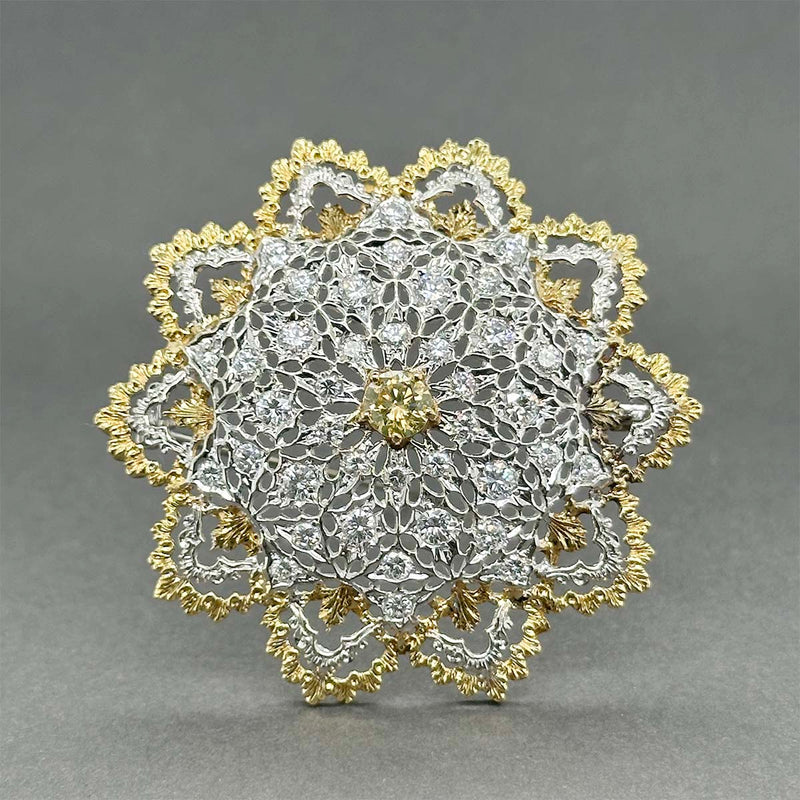 Estate 18K TT Gold 2.68ctw Fancy Yellow -F-G/VS2-SI1 Diamond Pin