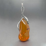 Estate SS XL Amber Pendant