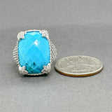 Estate Judith Ripka SS Turquoise & CZ Cocktail Ring