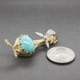 Estate 18K TT Gold 10.02ctw Turquoise, Sapphire & Diamond Duck Pin