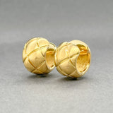Estate 18K Y Gold Quilted Huggie Earrings