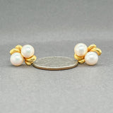 Estate 14K Y Gold Double Pearl Stud Earrings