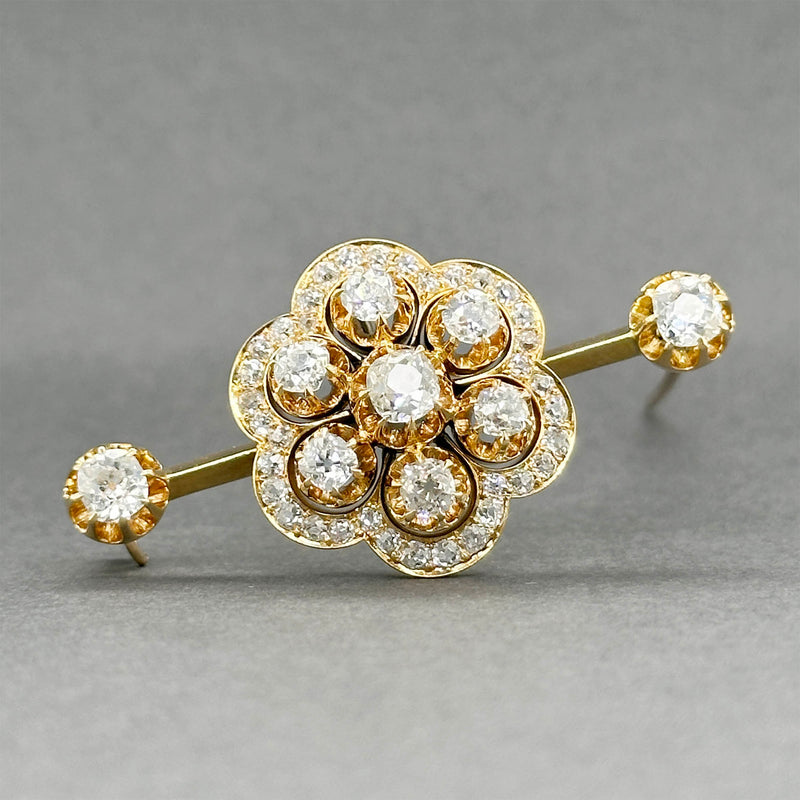 Estate Victorian 18K Y Gold 3.11ctw F-G/VS2-SI1 Diamond Brooch