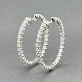 Estate 14K W Gold 1.02ctw H-I/SI2-I1 Diamond In/Out Hoop Earrings