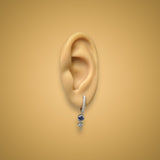 18K W Gold 0.67ctw Sapphires 0.32ctw G/VS2 Hoop Earrings with Dangle - Walter Bauman Jewelers