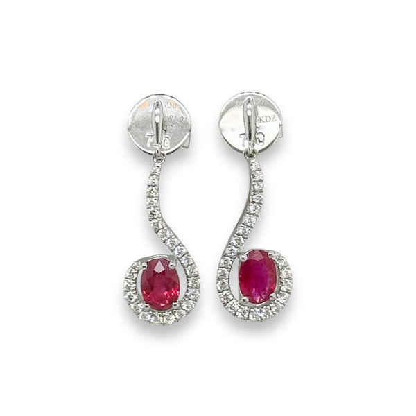 18K W Gold 1.01ctw Rubies 0.27ctw G/SI1 Drop Earrings - Walter Bauman Jewelers